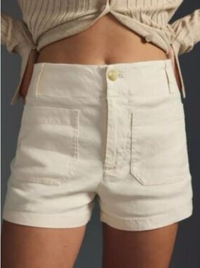 Maeve Anthropologie The Colette Cream Ivory Linen Blend Shorts Women’s Size 30